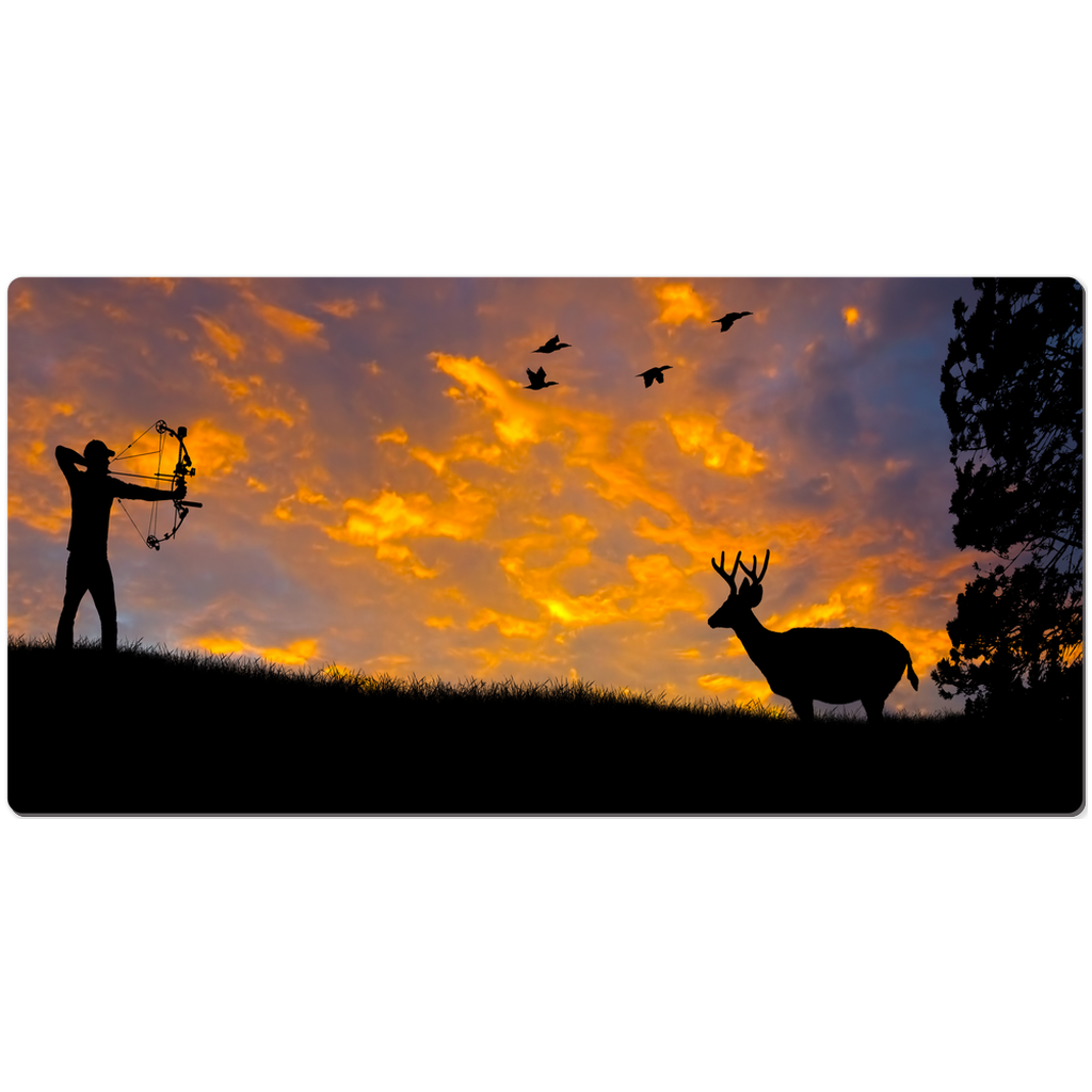 Bow hunting Deer at Sunset Desk Mats