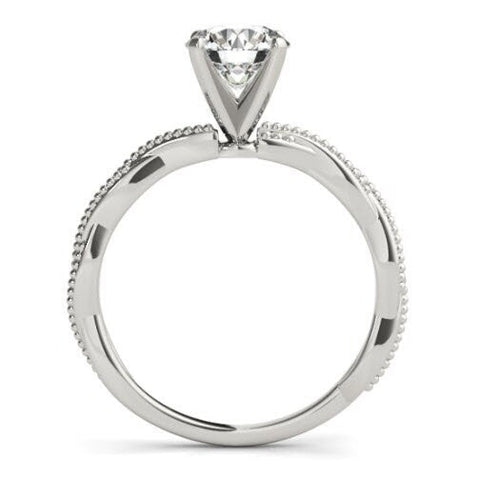 Alison Fancy Round Solitaire Delicate Twist Engagement Ring | Moissanite Engagement Ring | Sterling Silver Engagement Ring