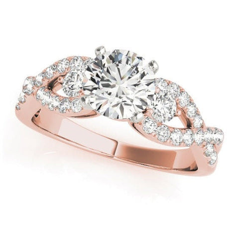 Alisha Round Brilliant 3-Stone Twist Engagement Ring | Sterling Silver Engagement Ring | Alternative Engagement Ring