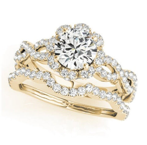 Alexis Round Brilliant Flower Halo Engagement Ring | Moissanite Engagement Ring | Sterling Silver Engagement Ring