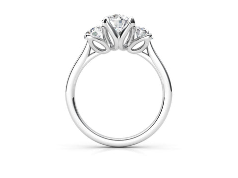 Selena Lab Grown Diamond Engagement Ring Alternative & Ethical Promise Ring Flower shaped ring 3-stone diamond anniversary ring