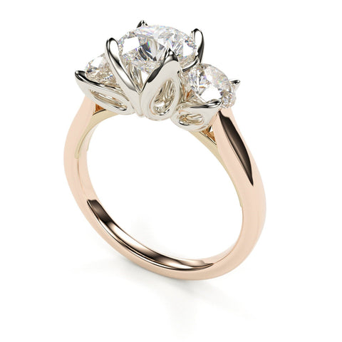 Selena Lab Grown Diamond Engagement Ring Alternative & Ethical Promise Ring Flower shaped ring 3-stone diamond anniversary ring