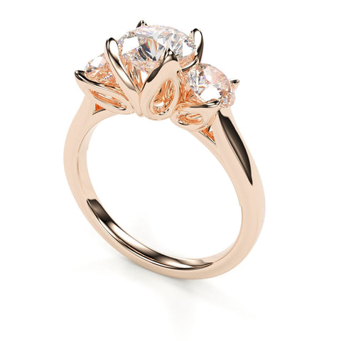 Selena Lab Grown Diamond Engagement Ring Alternative & Ethical Promise Ring Flower shaped ring 3-stone diamond anniversary ring