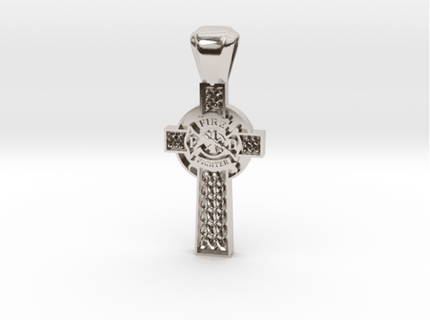 Sakcon Jewelers Pendant 10K White Gold Firefighter's Cross Large