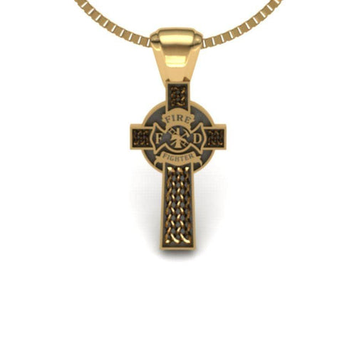 Sakcon Jewelers Pendant 14K Yellow Gold Firefighter's Cross Large