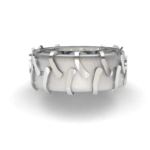 Sakcon Jewelers Ring 10k White Gold Tractor Tire Ring-10mm