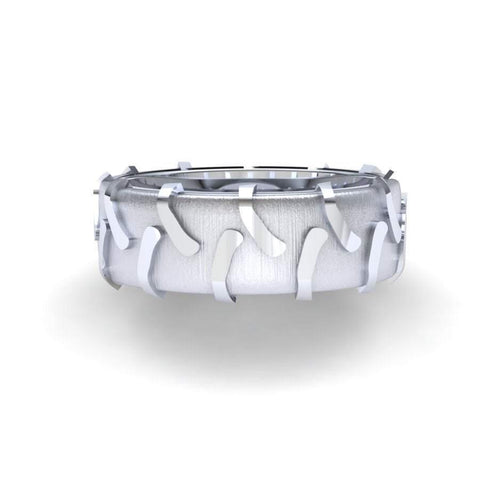 Sakcon Jewelers Ring 10k White Gold Tractor Tire Ring-8mm