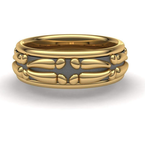 Sakcon Jewelers Ring 10k Yellow Gold Closed Deer Print Ring-6mm