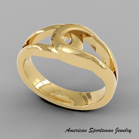 American Sportsman Jewelry Ring 10K Yellow Gold Double Interlocking Horseshoe Ring | Horseshoe Wedding Ring | Equestrian Jewelry | Equestrian ring