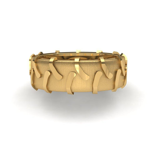 Sakcon Jewelers Ring 10k Yellow Gold Tractor Tire Ring-8mm