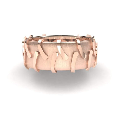 Sakcon Jewelers Ring 14k Rose Gold Tractor Tire Ring-10mm