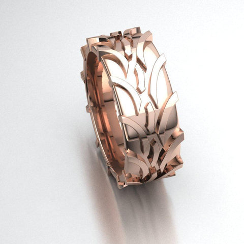 Sakcon Jewelers Ring 14k Rose Gold Tractor Tire Ring-3-10mm