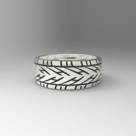 Sakcon Jewelers Ring Nascar Rain Tire Ring-10mm
