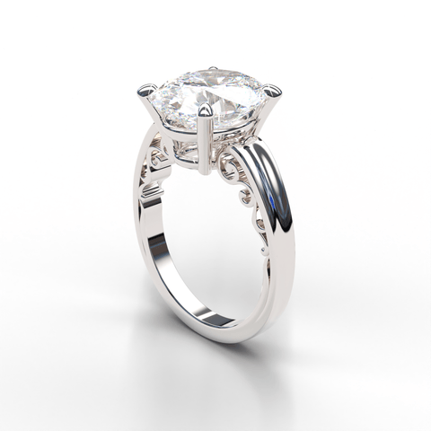 Sakcon Jewelers Ring Scarlett Vintage Moissanite Solitaire Open Scroll Engagement Ring