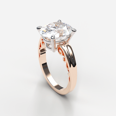 Sakcon Jewelers Ring Scarlett Vintage Moissanite Solitaire Open Scroll Engagement Ring