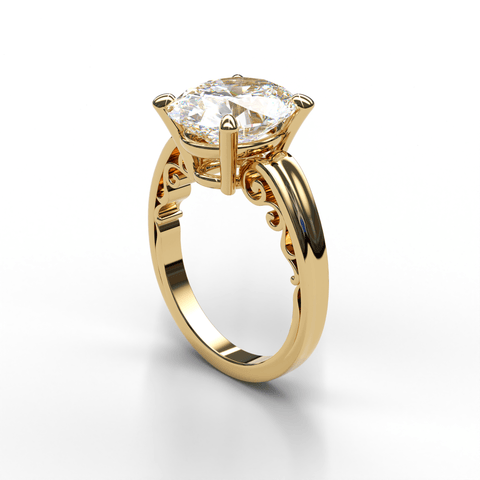 Sakcon Jewelers Ring Scarlett Vintage Moissanite Solitaire Open Scroll Engagement Ring