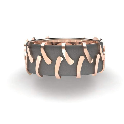 Sakcon Jewelers Ring Tu-Tone Tractor Tire Ring-10mm