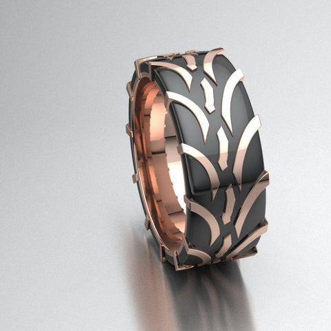 Sakcon Jewelers Ring Tu-Tone Tractor Tire Ring-3-10mm